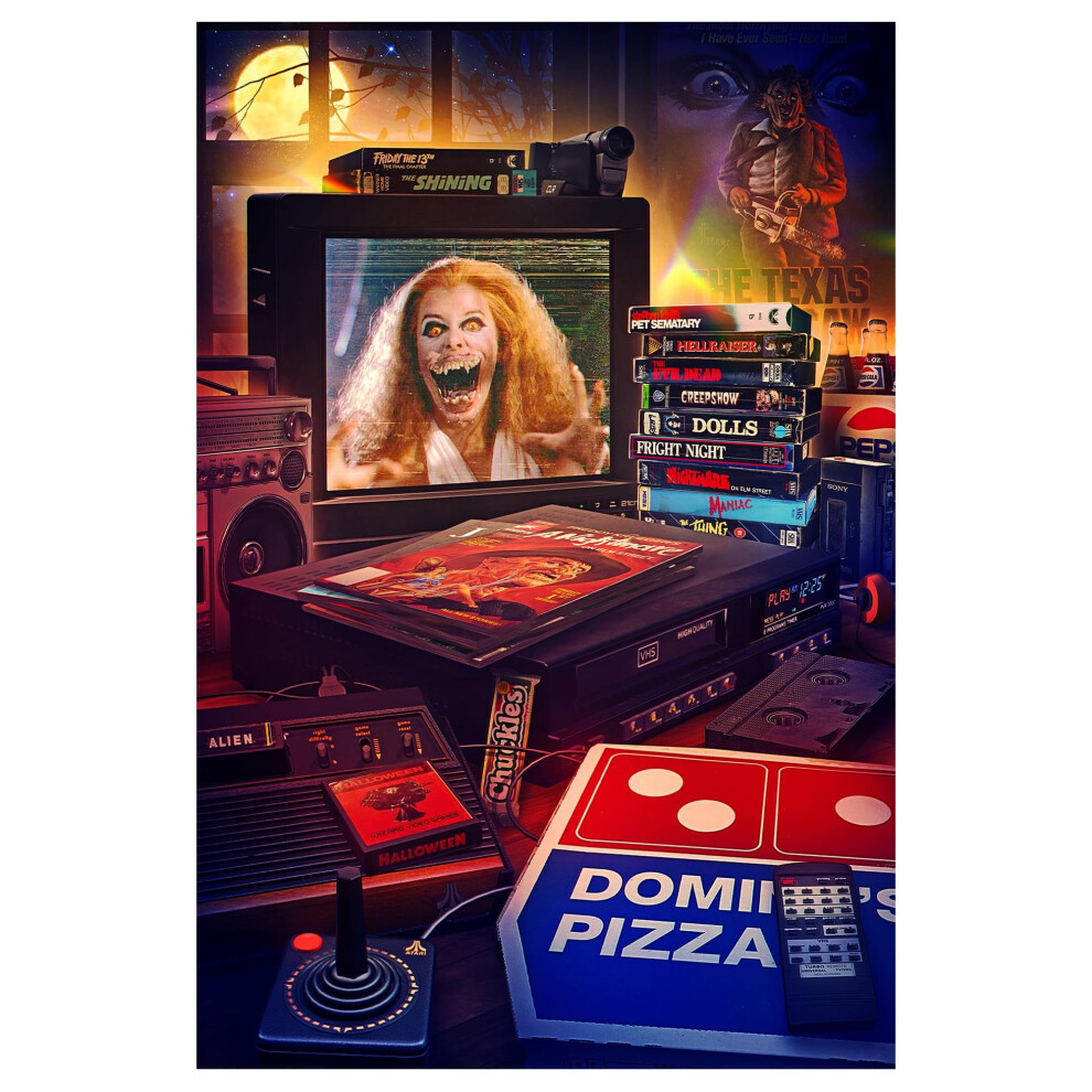 Photos - Jigsaw Puzzle / Mosaic Halloween Pizza Party 1000-Piece Jigsaw Puzzle by Rachid Lotf | Fun Brain Teaser Toys & Games | 28 x 20 Inches B0DGXWFYDL