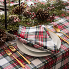 Elrene Home Fashions Christmas Classic Holiday Plaid Cotton Napkins  Holiday Table Decor  17"""""""" x 17""""""""  Set of 8
