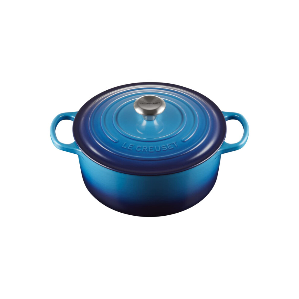 Le Creuset Signature Enamelled Cast Iron Round Casserole Dish With Lid  26 cm  5.3 Litre  Azure  21177182202430