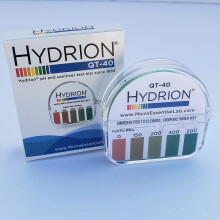 Cinta de prueba para desinfectante cuaternario Micro Essential Labs Hydrion QT-40, rollo de 4,5 m, tabla de colores cuaternarios, rango de 0 a 50