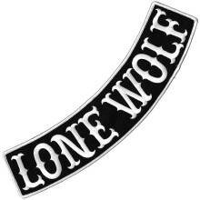 VEGASBEE Lone Wolf -brodeerattu silitysrautainen moottoripy r ilij takki, ratsastajaliivi, alaosa rocker 12"" USA (mustavalkoinen alaosa)