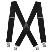 Bretelle Fasker da uomo, con retro a X, larghe 5 cm, regolabili, robuste e dritte, con clip, nere