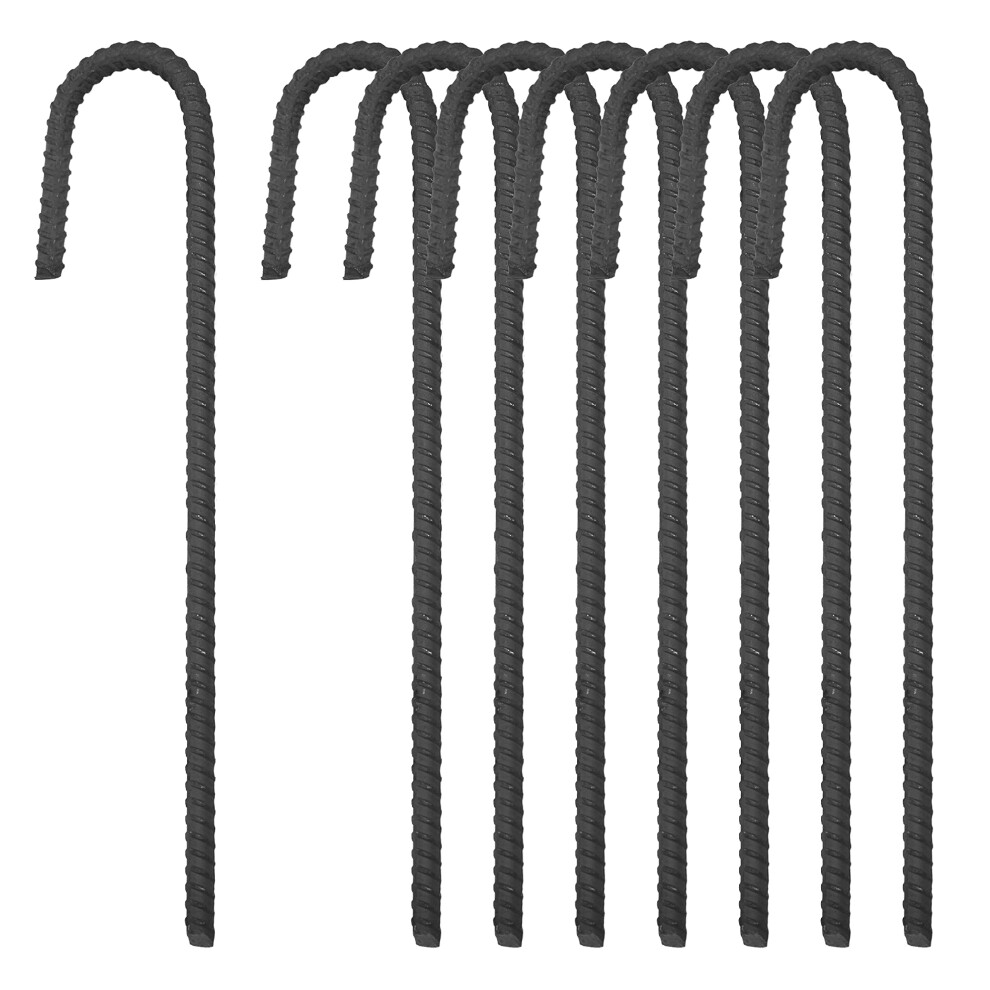 Pinnacle Mercantile 8 Pack Rebar Stakes J Hook Heavy Duty Steel Ground ...