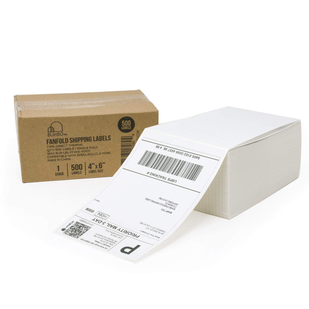 tiquette d'exp   dition thermique directe Buhbo 4"""""""" x 6"""""" (500    tiquettes en paravent) - Compatible Rollo - Blanc de qualit    commerciale