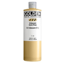 Fluid Acrylics by GOLDEN Iridescent Gold (Fine) 16 fl. oz. Bottle Professional Acrylic Paint Semi-Transparent
