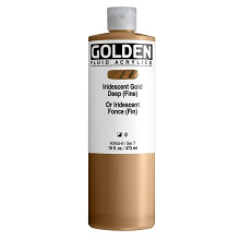 Fluid Acrylics by GOLDEN Iridescent Gold Deep (Fine) 16 fl. oz. Bottle Professional Acrylic Paint Semi-Opaque