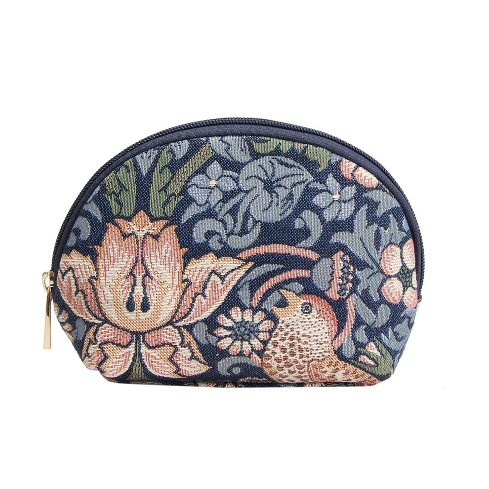 Signare Blue Tapestry Cosmetic Bag Toiletry Makeup Bag For Women With William Morris Strawberry Thief (Cosm-Stbl)