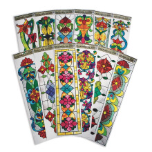 S&S Worldwide Non-Adhesive Stained Glass Window Clings for Glass and Other Smooth Surfaces Verticle (Pack of 12)