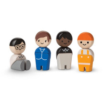 PlanToys Wooden 4-delad Tradesman Playset (6267) | Hllbart gjord av gummitr och giftfria frger och frgmnen