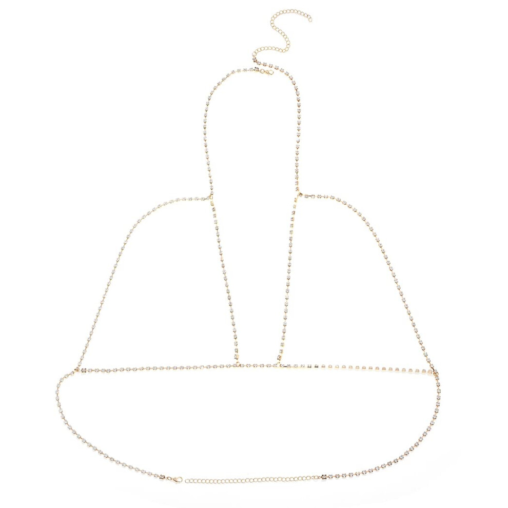 Woeoe Rhinestone Chain Bra Crystal Body Chains for Women Necklace Sexy Bikini Nightclub Body Chain Jewelry (gold)-image-OPC-PGG8FRX-NEW