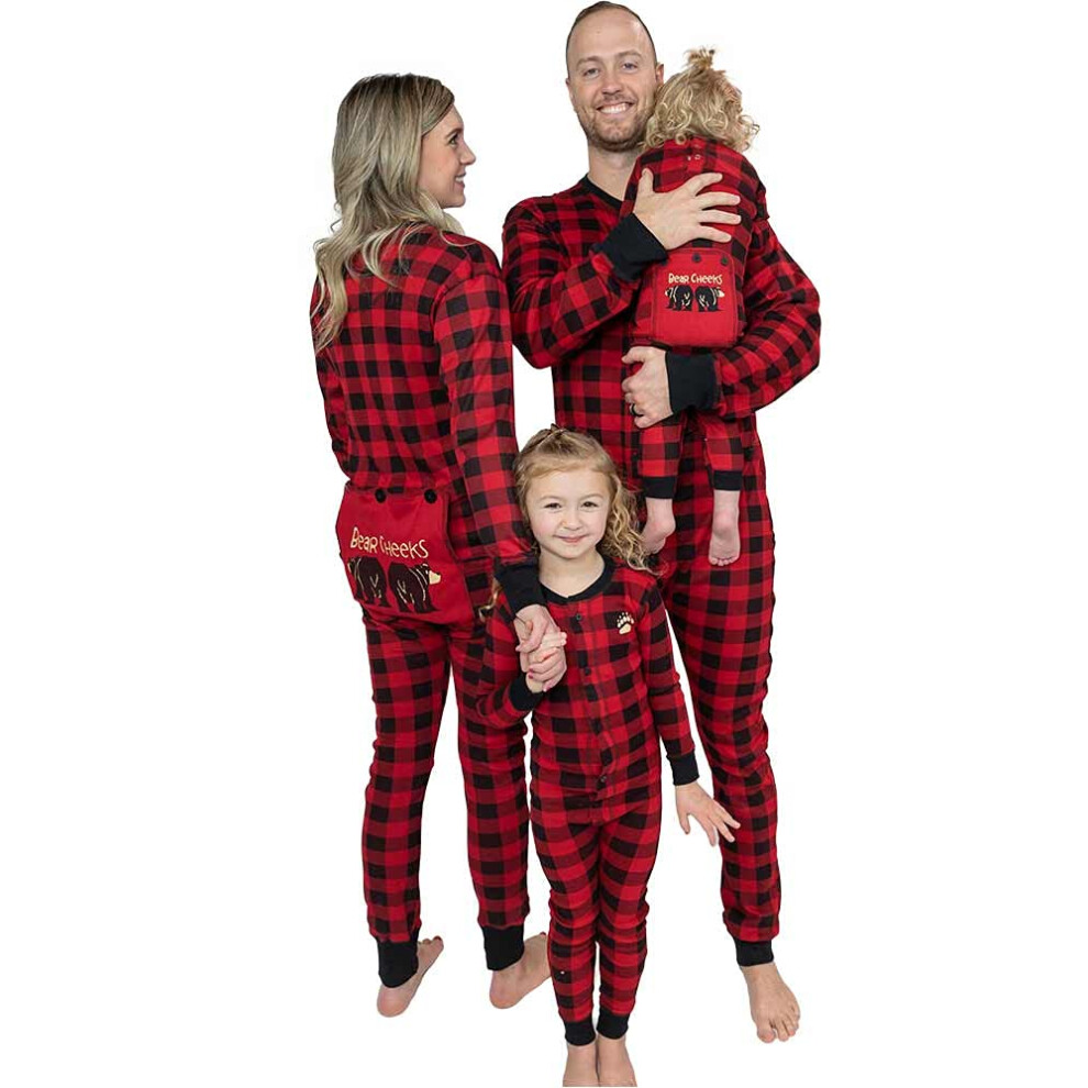 Pyjama de No?l assorti Lazy One Flapjacks pour chien, b?b?, enfant, adolescent et adulte (Plaid Bear Cheeks 2T)
