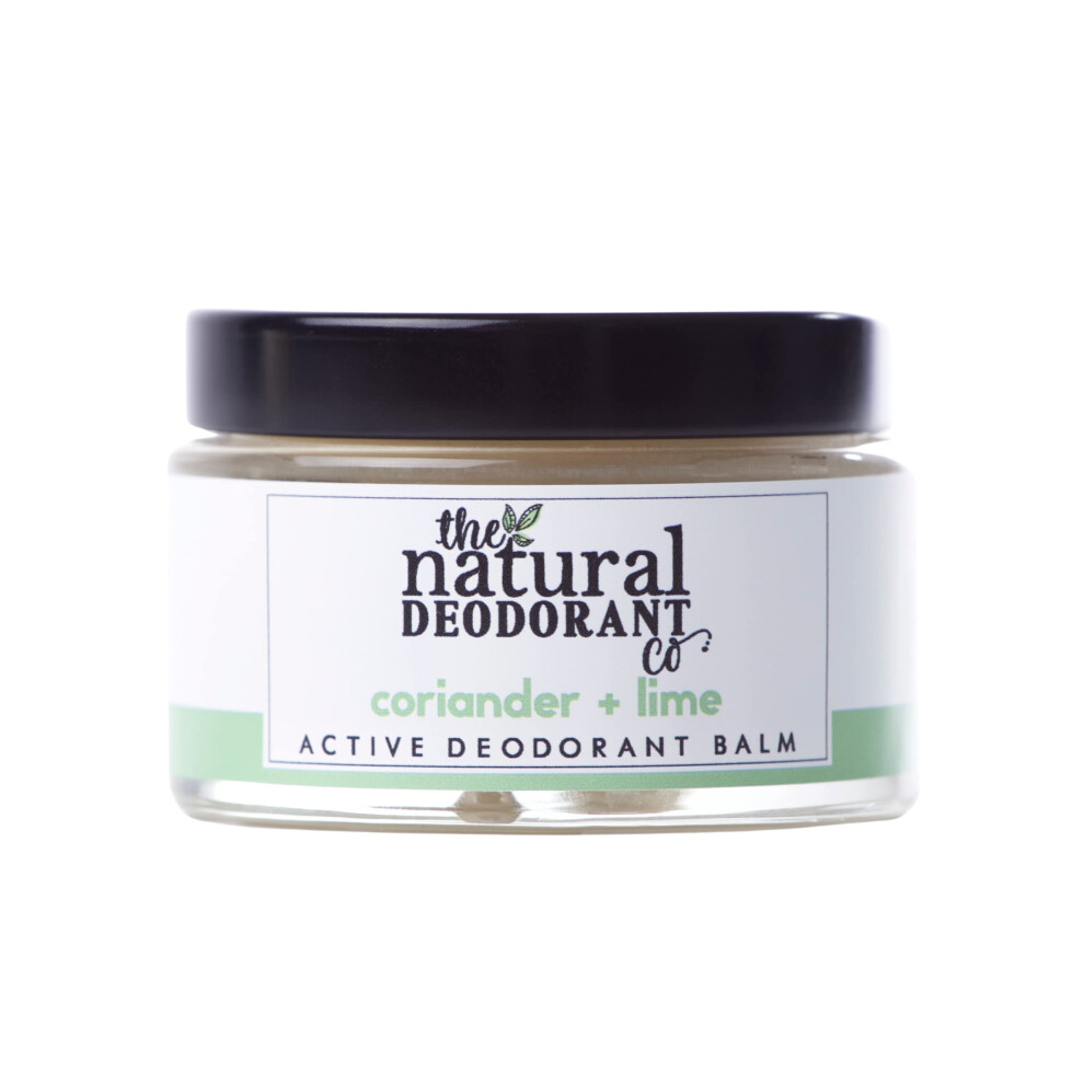 The Natural Deodorant Co  Active Deodorant Balm Coriander & Lime 55g  Aluminium Free  Plastic Free  Extra Strength
