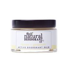 The Natural Deodorant Co  Active Deodorant Balm Lemon & Geranium 55g  Aluminium Free  Plastic Free  Extra Strength