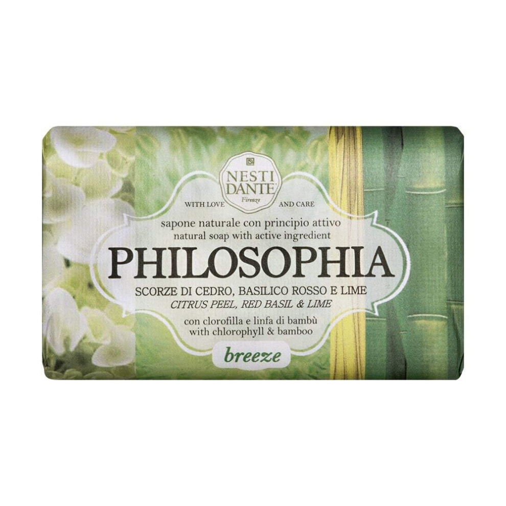 Nesti Dante Philosophia Savon Naturel Brise/Zeste d'Agrumes/Basilic Rouge et Citron Vert Avec Chlorophylle et Bambou 8,8 Oz