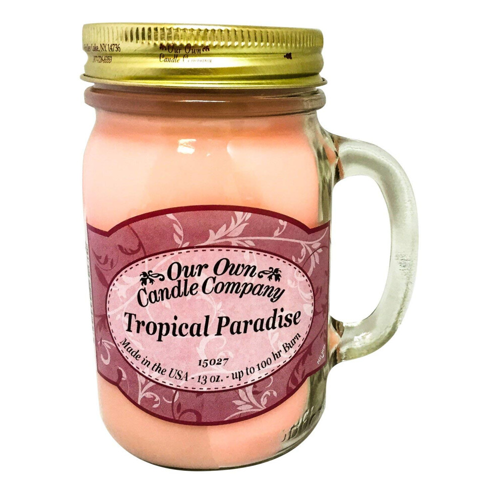 Our Own Candle Company  Tropical Paradise Scented Mason Jar Candle  100 Hour Burn Time  Made in The USA - 13 Ounces-image-OPC-PGG8GG2-NEW