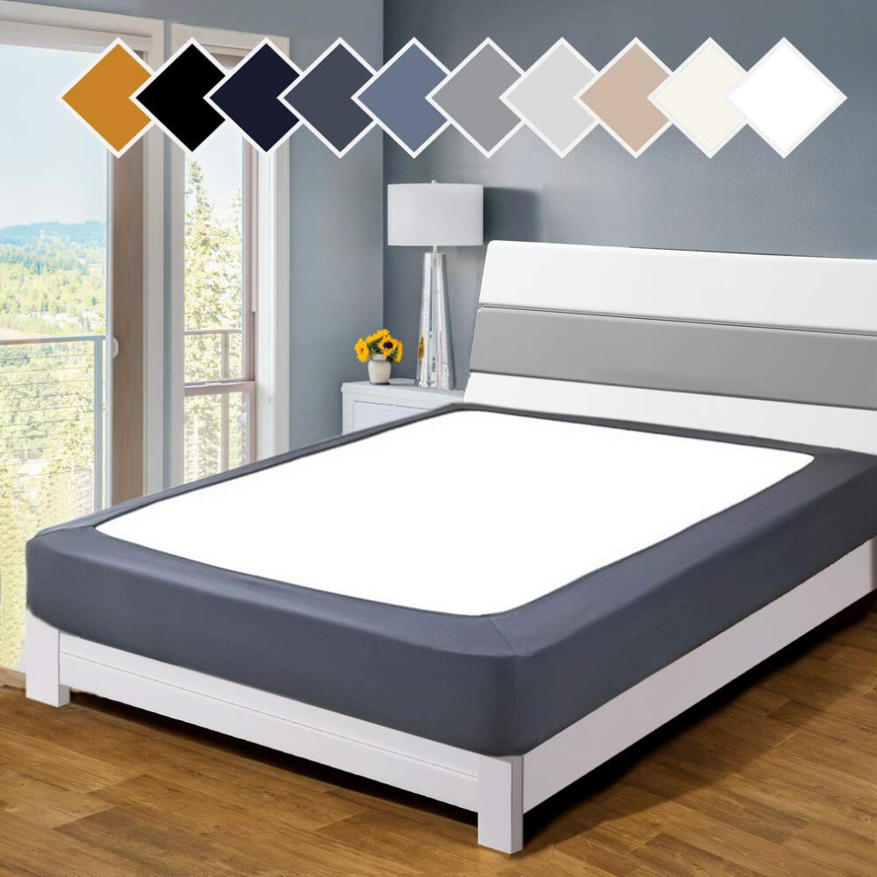 Housse de sommier Twin Six Premium, mise     jour, jupe de lit, housse enveloppante, housse de matelas (Queen/Split Queen, gris fonc   )