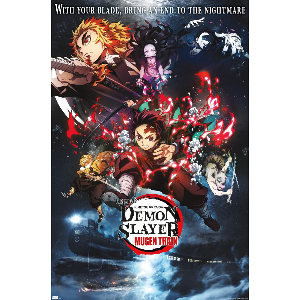 Trends International Demon Slayer : Le Train de l'Infini - Collage, affiche murale, une feuille, 57 x 86 cm, version sans cadre