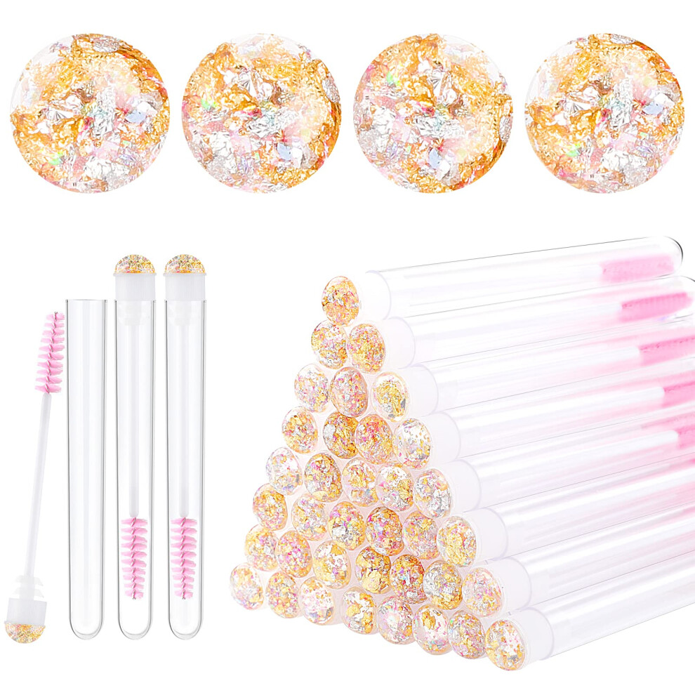 Dming 20pcs Brosse     cils Lash Wand Outil de maquillage Fournitures d'extension de cils Brosse de nettoyage Diamant Mascara feuille rose