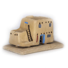 Incienso de Santa Fe - Casa de Adobe Natural Wood Incense Burner includes 20 Pion Incense Bricks - Made in The USA
