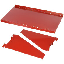 Wandbedieningsplank met prikbord, 9 inch diep, montage voor wandbedieningsplank met prikbord en gereedschapsbord met sleuven - Rood