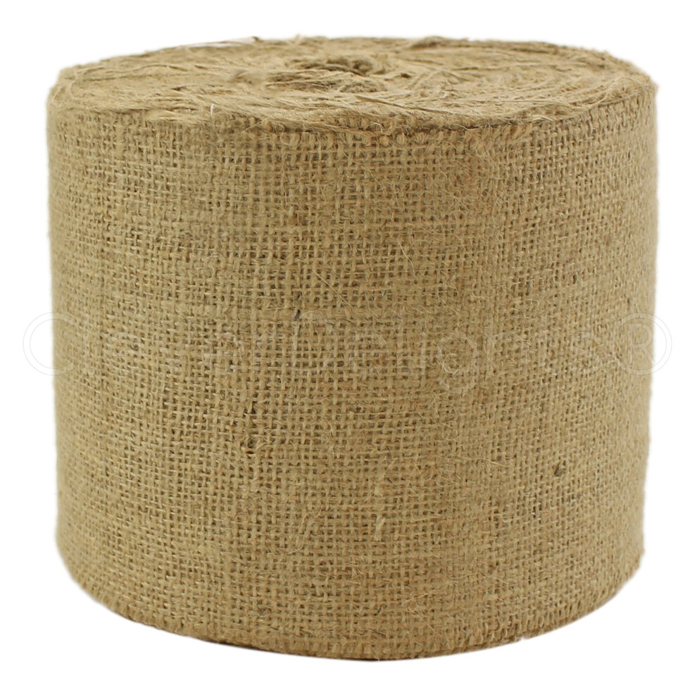 Cleverdelights 6 """" Naturalne Konopie - Klasa Przemyslowa - Rolka 50 Jardw - 6 Cali Gesto Splotowa Tkanina Jutowa - 6 Cali-image