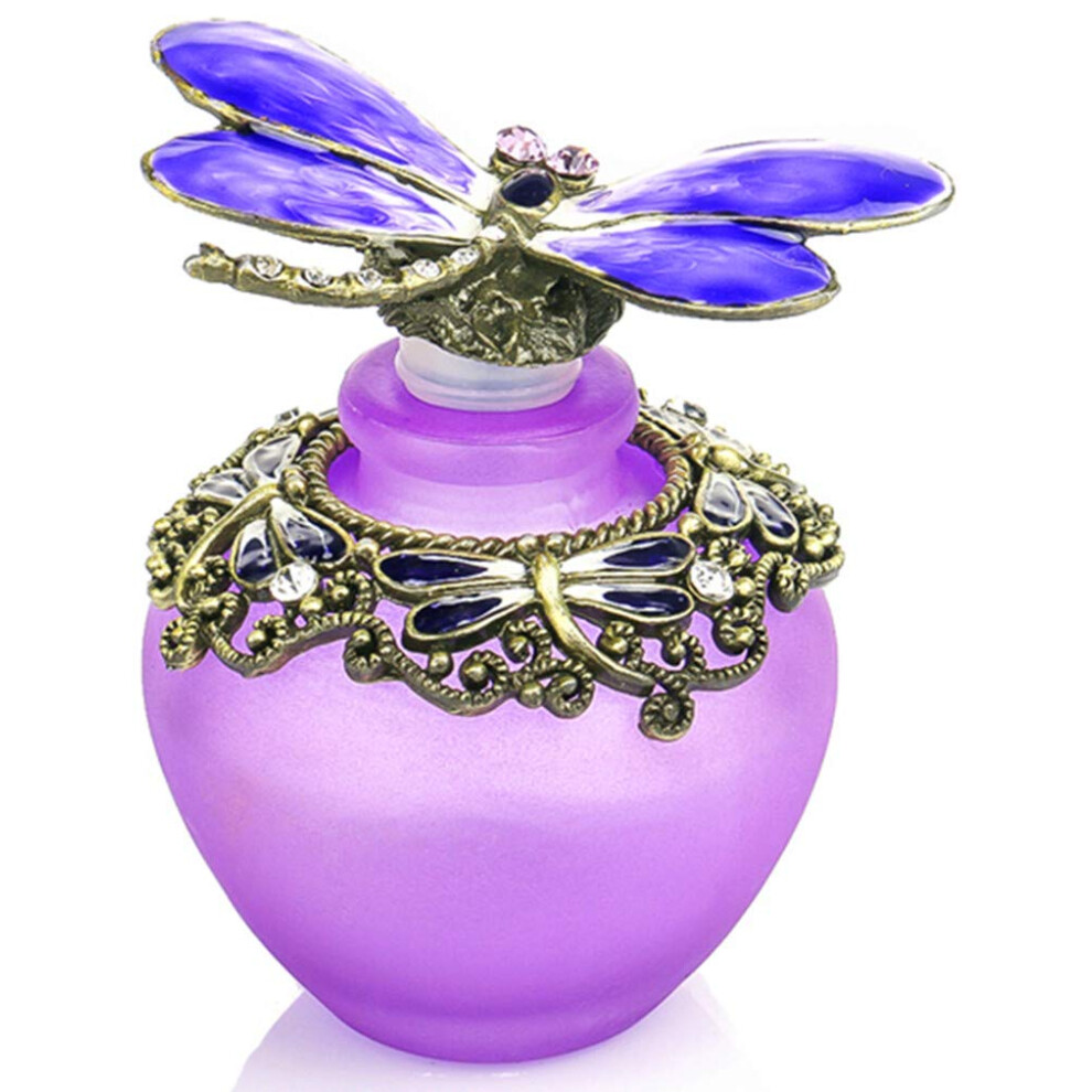 Yu Feng Purple 40Ml Fancy Dragonfly Empty Refillable Glass Perfume Bottle Retro Frosted Butterfly Lid Perfume Bottle