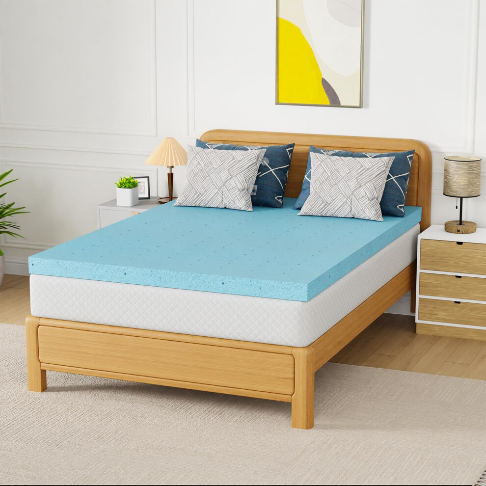 PayLessHere 3 Inch Gel Memory Foam Mattress Topper/Cooling Gel Infused Mattress Topper/CertiPUR-US Certified (Full)