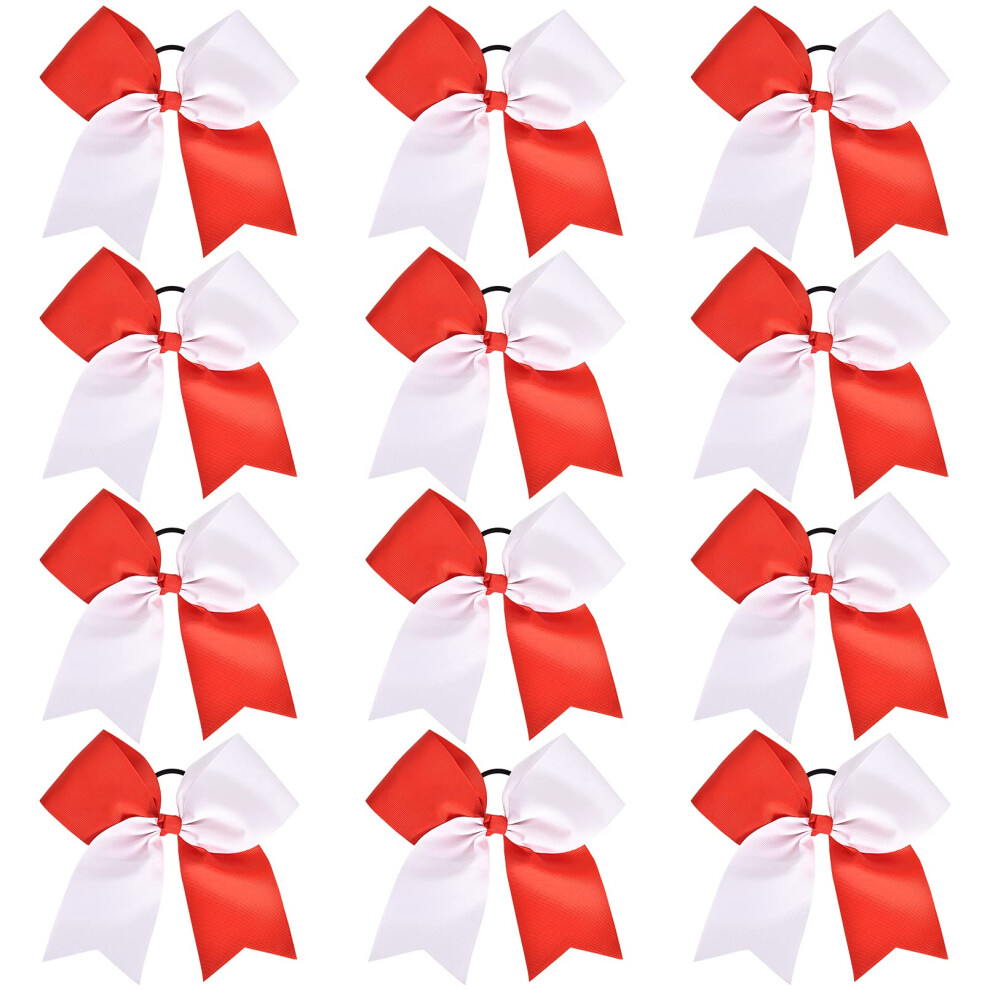 12 St Ck Gro E Cheerleading-Schleifen, 20,3 Cm, Haarschleifen-Accessoires Mit Pferdeschwanzhalter F R M Dchen, High School, College, Cheerleading-image