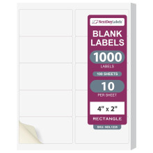 NextDayLabels - Blanke hvide permanent selvkl?bende etiketter til laser-/bl?kjetprinter (4 x 2"""" - 10 pr. side | 1000 etiketter)