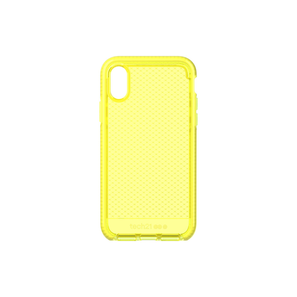Tech Enterprises Protective Apple iPhone X/XS Case Thin Patterned Back Cover with FlexShock - Evo Check - Neon Yellow
