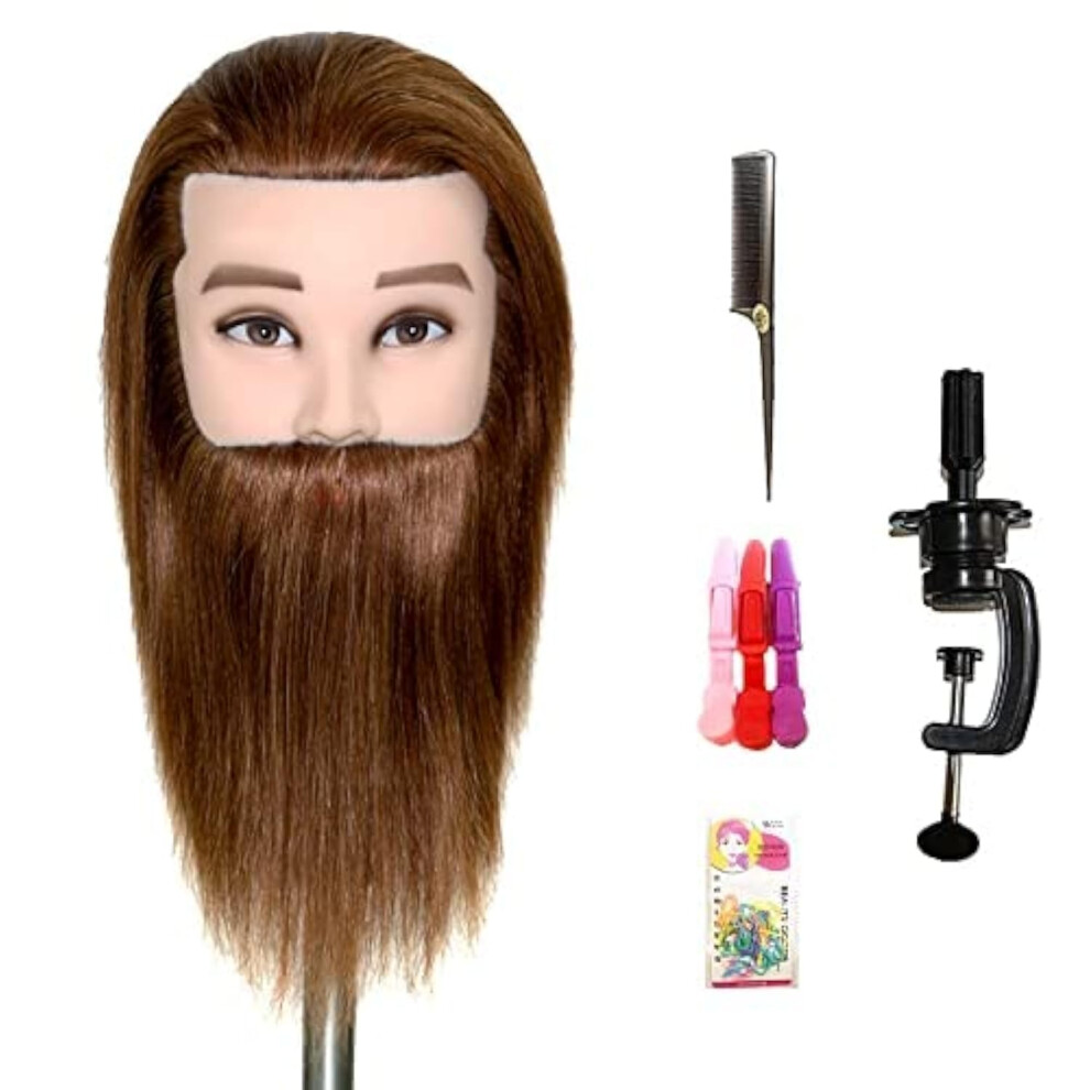 T   te de mannequin homme JMHAIR 30,5 cm, pour coiffure, cosm   tologie, barbier (marron avec barbe)