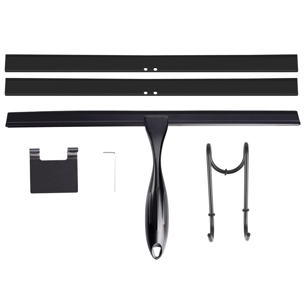 14'' Shower Squeegee  TOOVEM Squeegee for Shower Glass Door for Glass Doors  Windows  Bathroom  Car Windshield  Black