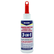 BEACON 3-in-1 geavanceerde hobbylijm - snel drogende kristalheldere lijm voor hout, keramiek, stoffen en meer, 118 gram