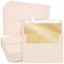 50 Pack Blush Pink 5x7 konvolutter til invitationer bryllup A7 st?rrelse med bronze foring og selvkl?bende skr?l og stick