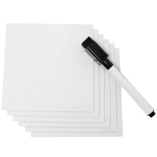 Ruiwaer 6 stks White Board Vellen Whiteboard Stickers 10 cm x 10 cm met Een Nat Uitwisbare Marker Kantoor School Thuis Leveringen