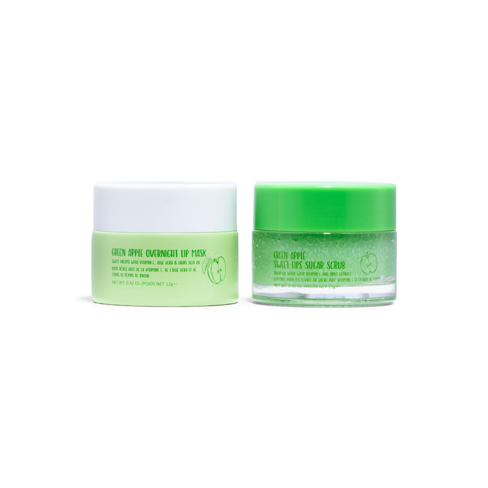 W7 Sweet Dreams Lip Scrub & Overnight Lip Mask Duo - 2Pcs Set - Apple Flavour - Exfoliate  Condition  Soothe & Hydrate