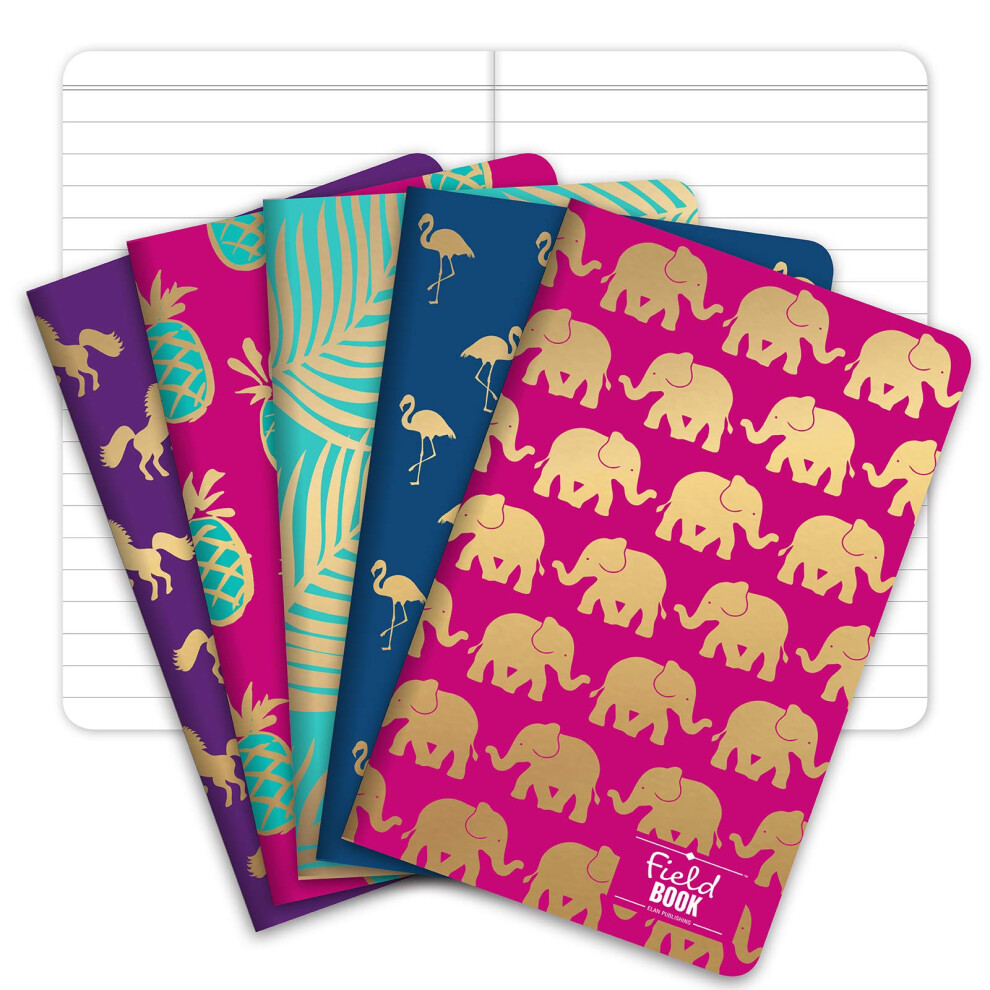 Elan Publishing Company Field Notebook/Pocket Journal - Gold Foil Wzory - Podszewka Memo Book (3.5 "" X5.5 """") - Pack Of 5-image