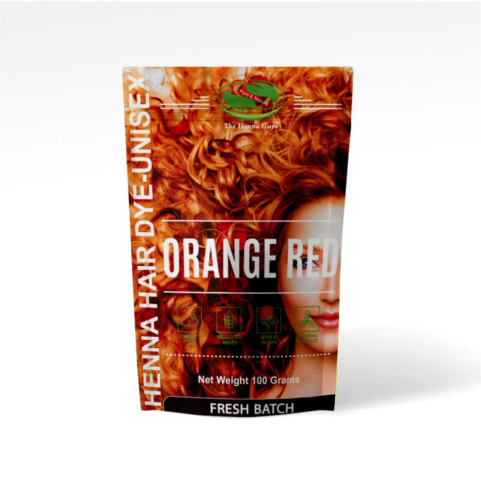 1 Pack Of Red/Orange Henna Hair & Beard Color/Dye 100 Grams - Natural Hair Color  Plant-based Hair Dye - The Henna Guys