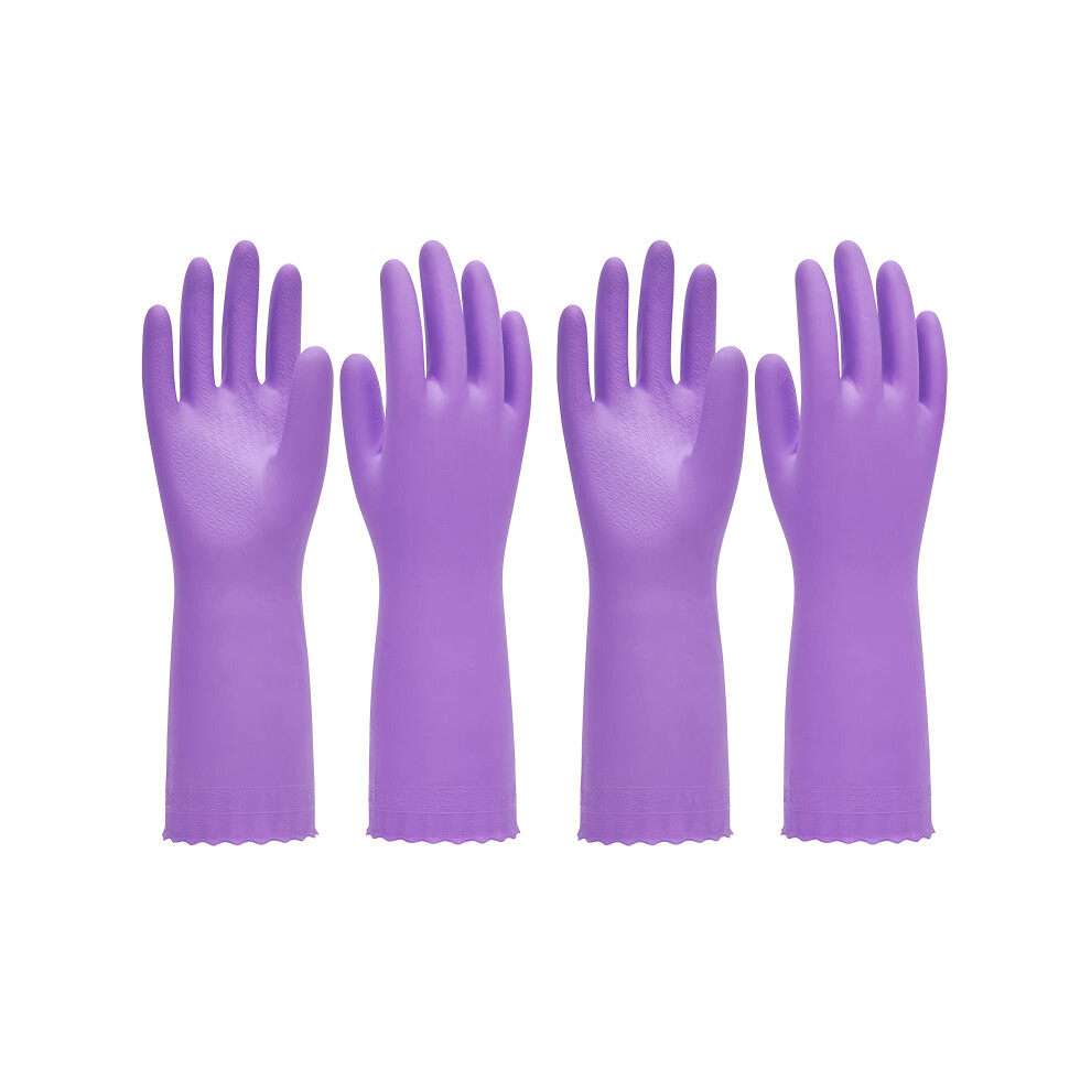 PACIFIC PPE 2 Pairs Reusable Dishwashing Cleaning Gloves with Latex Free  Cotton Lining  Kitchen Gloves  Purple  Medium-image-OPC-PFPM2WC-NEW