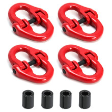 QWORK G80 Alloy Steel Hammerlock Coupling Link Connecting Link 3/8"""""""" Red Painted 7100 lbs Working Load Limit 4 Pack