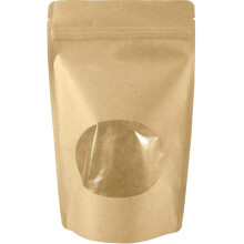 USPak Natural Kraft Stand up Pouches with Window and Zip Lock Food Storage Bag  5.125x 8.125  Pack of 100 (S  100-Pack)