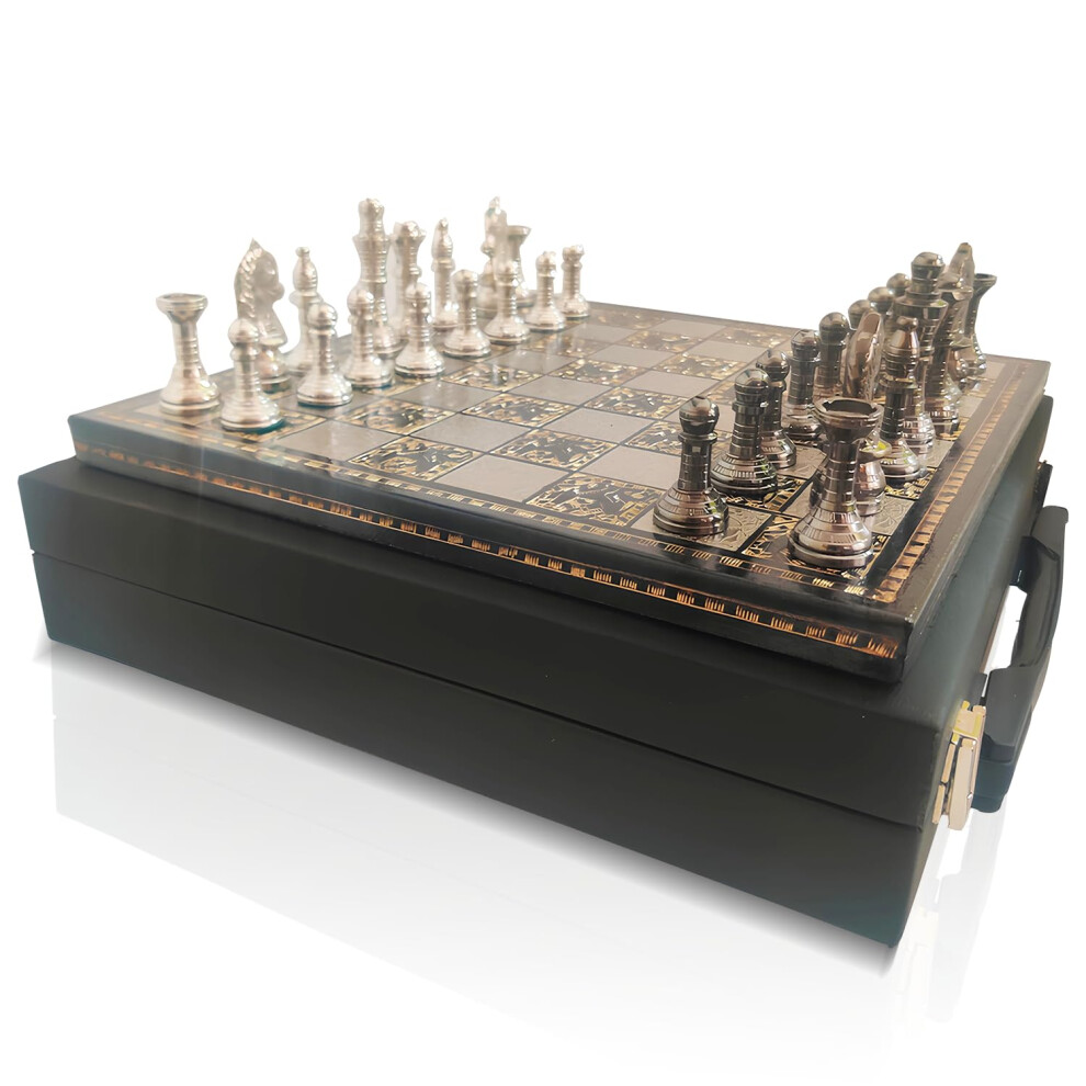 Blessings Decor Collectible Premium Metal Brass Chess Board Game Set Brass Chess Pieces Men with Free Complimentary Box-image-OPC-PGG8KH9-NEW