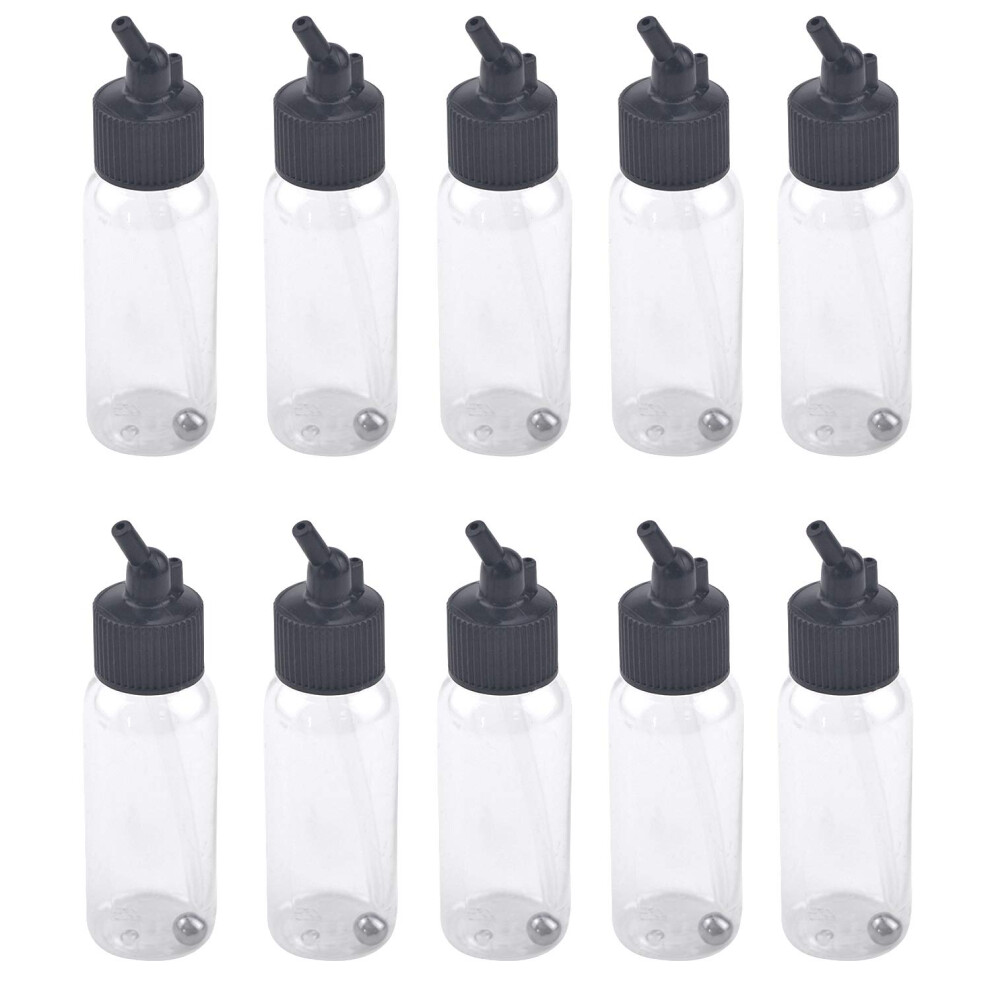 T Tulead Plastic Jar Bottles Airbrush Paint Bottles 30Ml Dual-Action Siphon Suction Feed Airbrush Accessories Pack Of 10 779712988202