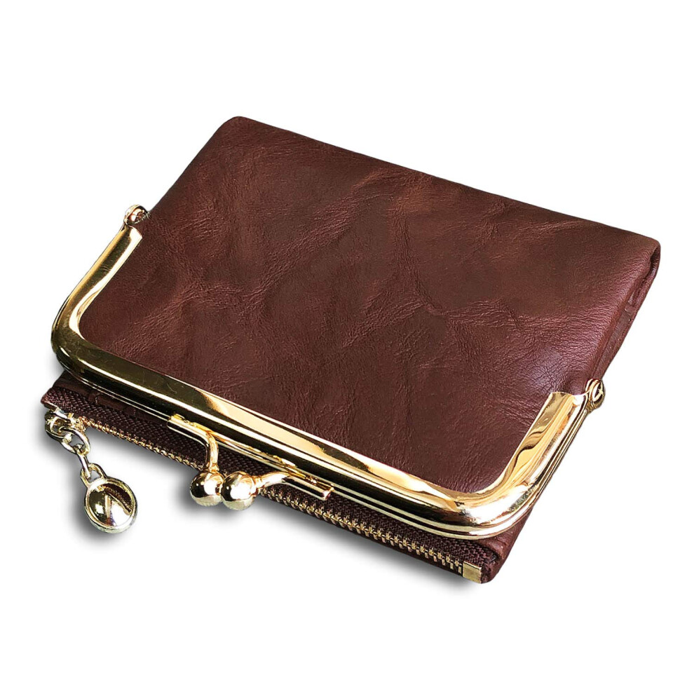 Pofee Damen-Geldb?Rse, Rfid, Klein, Kompakt, Zweifach Faltbar, Leder, Vintage-Geldb?Rse, Damen-Geldb?Rse Mit Rei?Verschluss Und Kussverschluss (B-image