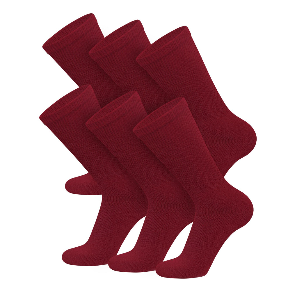 6 paires de chaussettes en coton pour diab  tiques, non contraignantes, pour neuropathie (rouges, pointures homme 8,5-10 5/pointures femme 9-11,5)