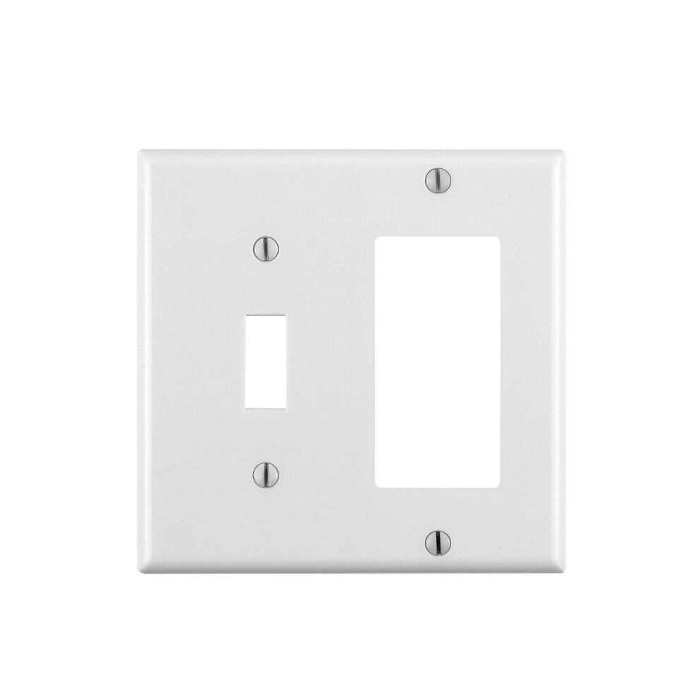 Photos - Other Electrical Equipment Leviton 80405-W 2-Gang 1-Toggle 1-Decora/GFCI Device Combination Wallplate Standard Size Thermoset Device Mount White 005-80 