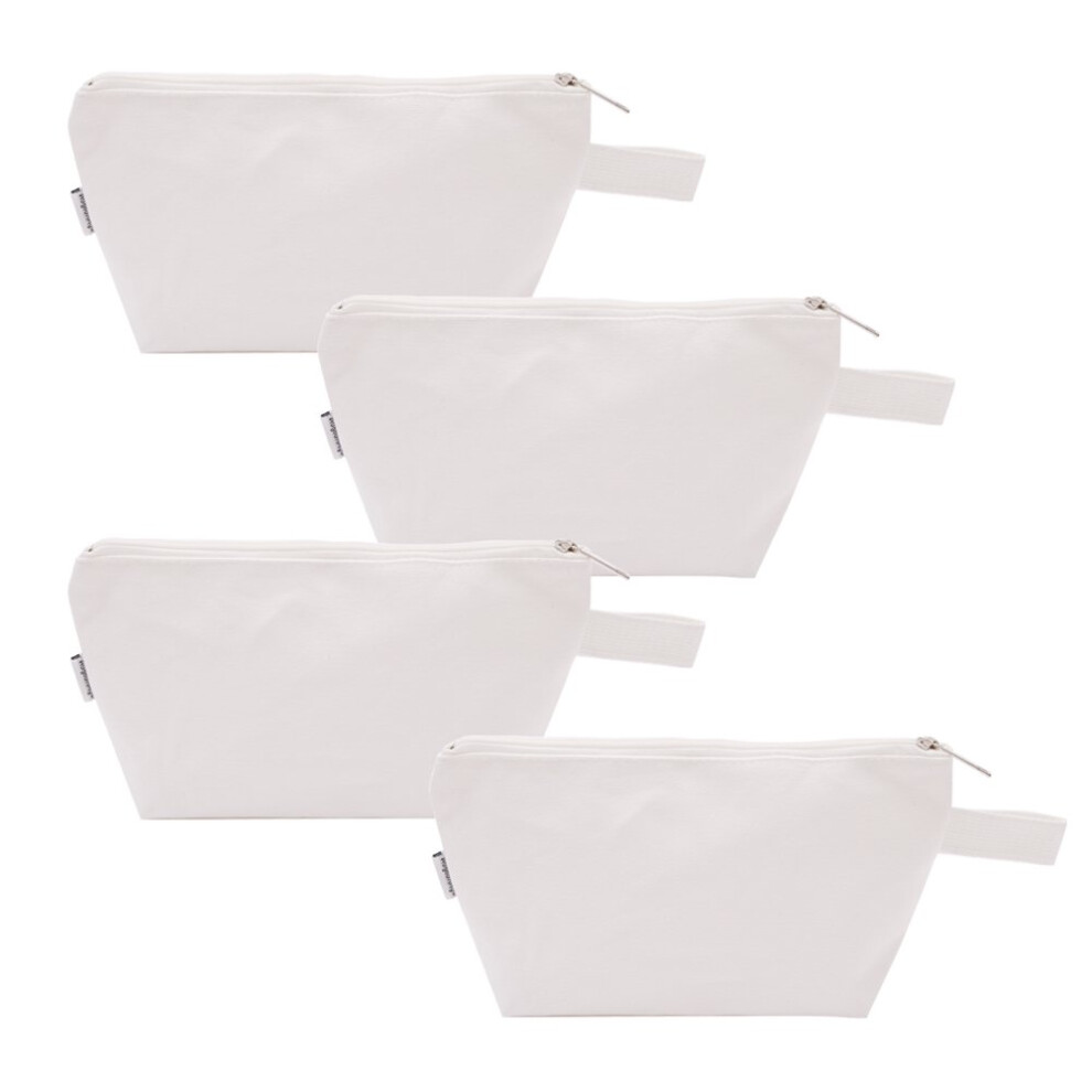 Augbunny 100% Cotton 16Oz Heavy Duty Multi-Purpose Canvas Zipper Cosmetics Makeup Travel Toiletry Organizing Pouch 4-Pack