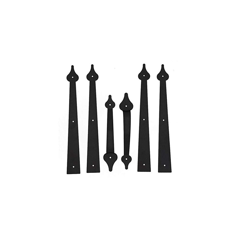 GIFSIN Kit de quincaillerie d   coratif pour porte de garage, charni   res et poign   es, en m   tal, noir, 2 poign   es et 4 charni   res