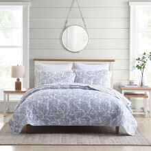 Stone Cottage- King Quilt Set Cotton Reversible Bedding Set All Season Cottage Home D?cor (Field of Paisley Blue King)