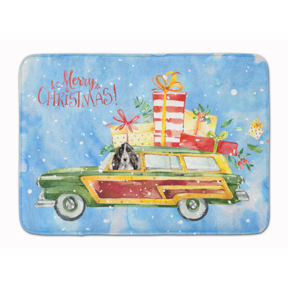 Caroline's Treasures Wesolych Swiat Czarny Parti Cocker Spaniel Maszyna Pamiec Mama Mat Mat Ormats Multicolor-image